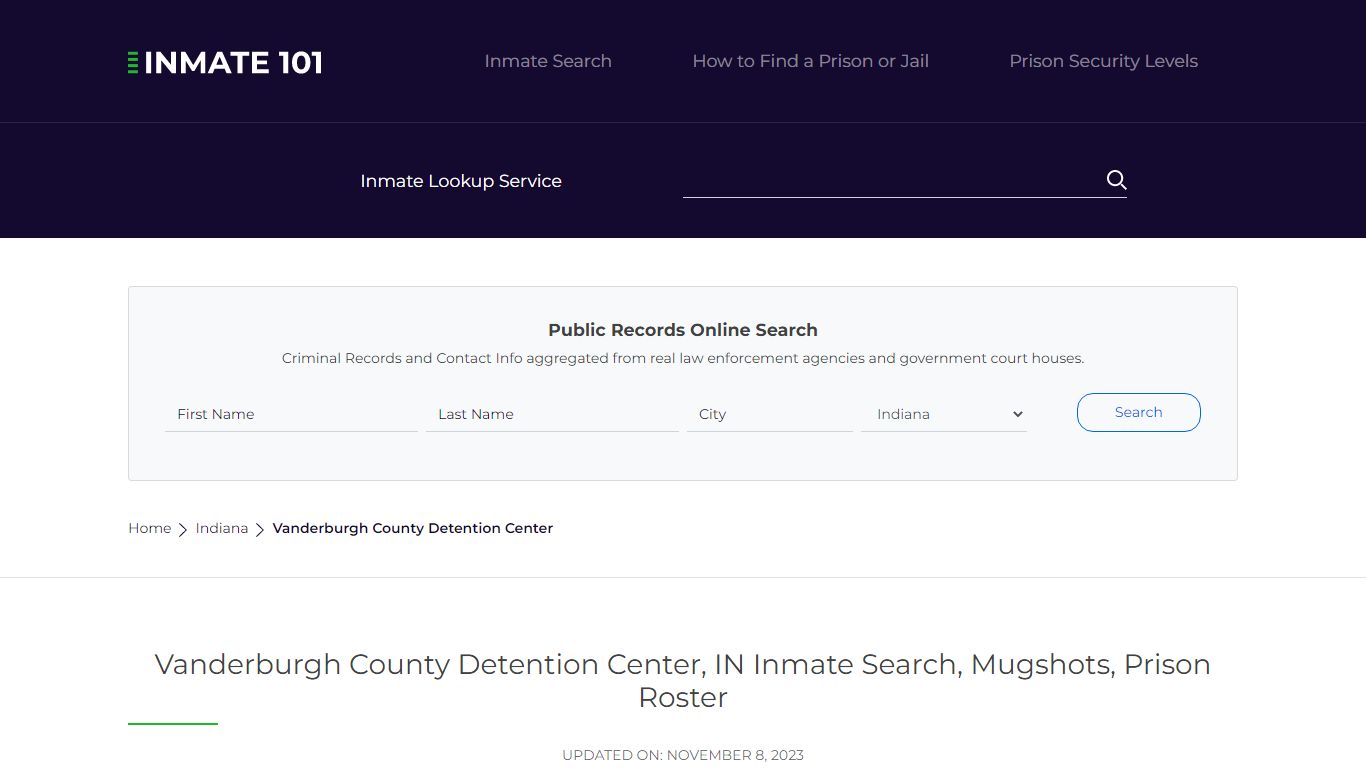 Vanderburgh County Detention Center, IN Inmate Search, Mugshots, Prison ...